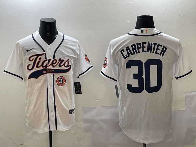 Men Detroit Tigers #30 Carpenter White Jointly Name 2025 Nike MLB Jersey style 5
